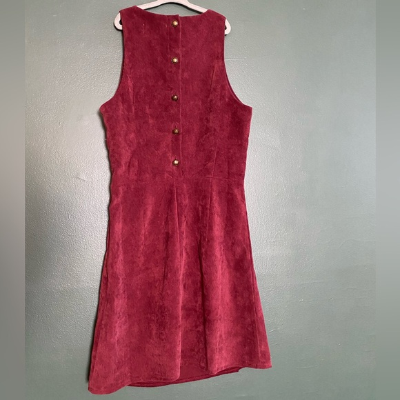 mini dress sleeveless corduroy Madam Rage burgundy red high neck side zip UK8 - Picture 15 of 15